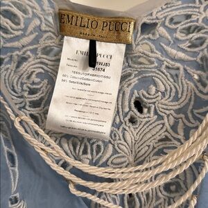 Emilio Pucci Silk Blend Laser Cut Butterfly Lace Up Kaftan Asymmetric Top 10